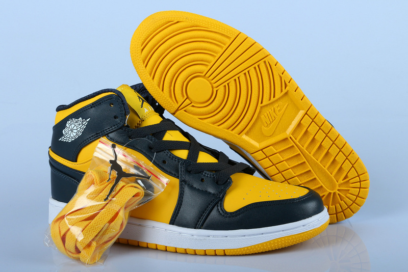 Fashion Air Jordan 1 Mens Yellow / Black New Arrival